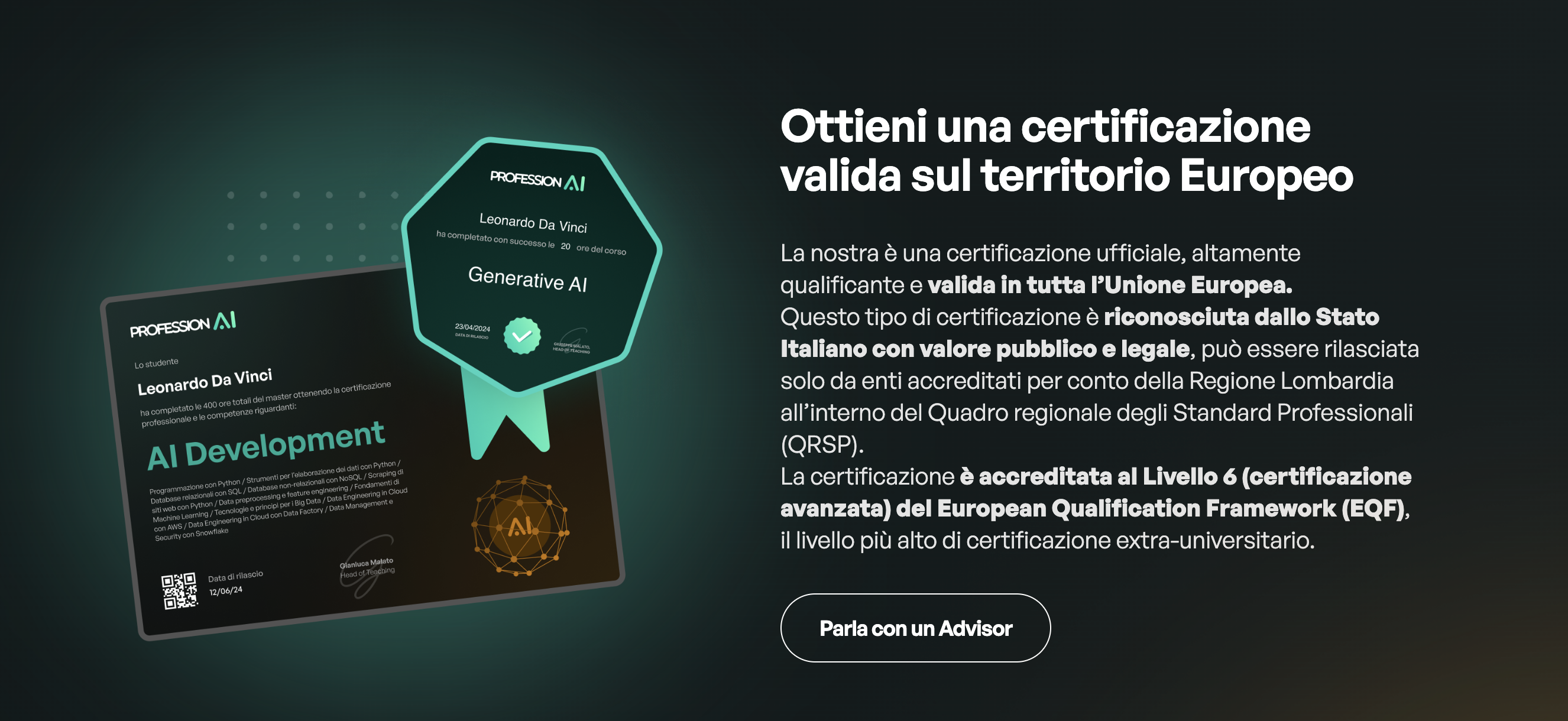 certificazione master professionai